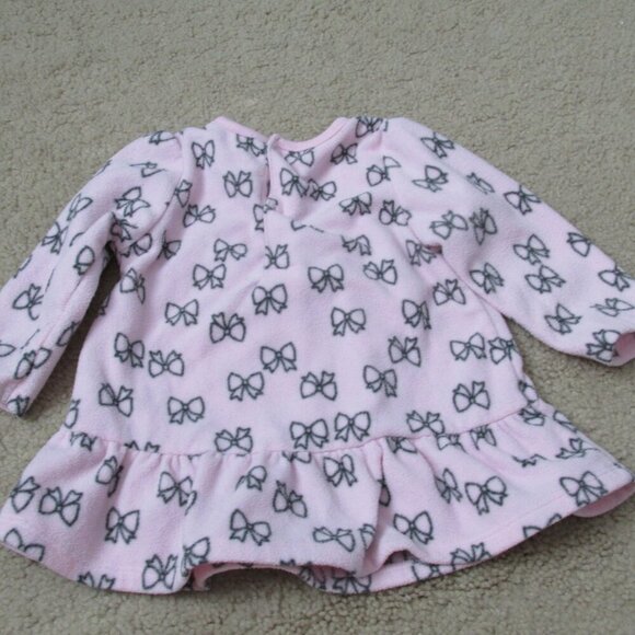 Carters Child of Mine Pullover Shirt Girls Size 12M Pink Black Bows Long Sleeve - Picture 4 of 4